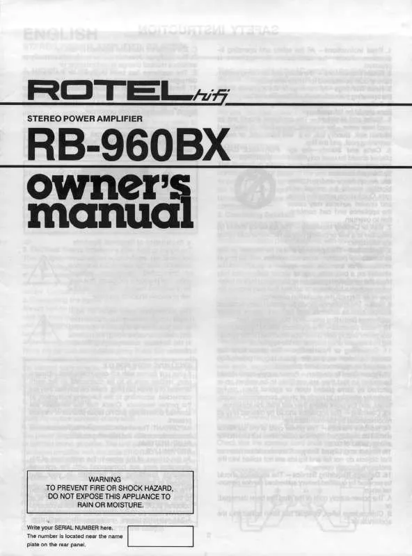 Mode d'emploi ROTEL RB-960BX