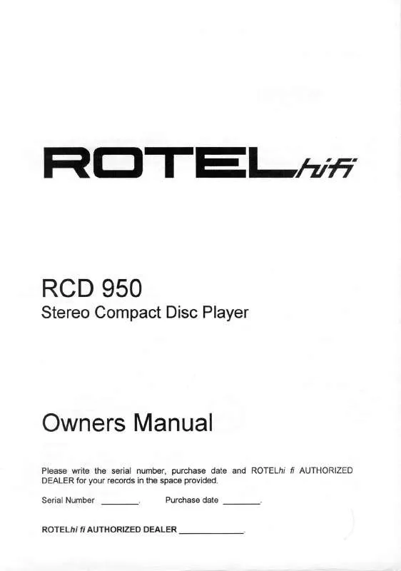 Mode d'emploi ROTEL RCD-950