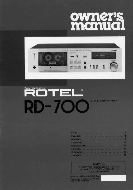 Mode d'emploi ROTEL RD-700