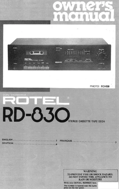 Mode d'emploi ROTEL RD-830