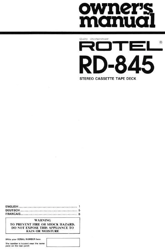 Mode d'emploi ROTEL RD-845