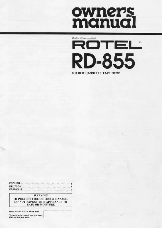 Mode d'emploi ROTEL RD-855
