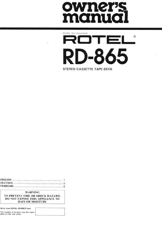 Mode d'emploi ROTEL RD-865