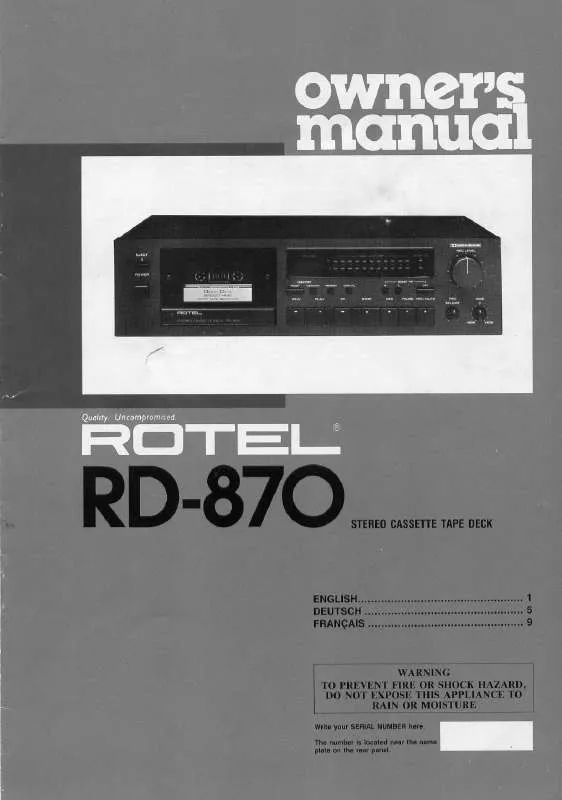 Mode d'emploi ROTEL RD-870