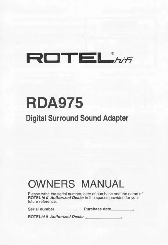 Mode d'emploi ROTEL RDA-975