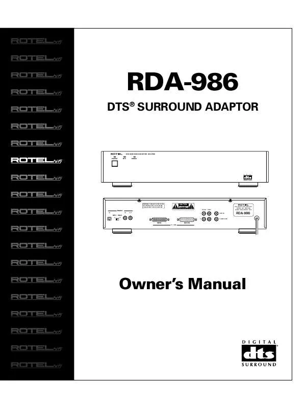 Mode d'emploi ROTEL RDA-986