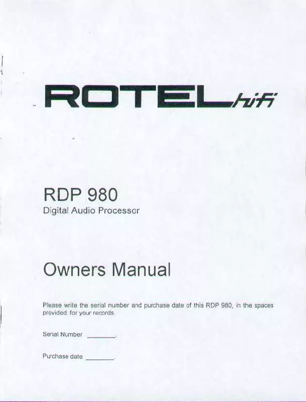 Mode d'emploi ROTEL RDP-980