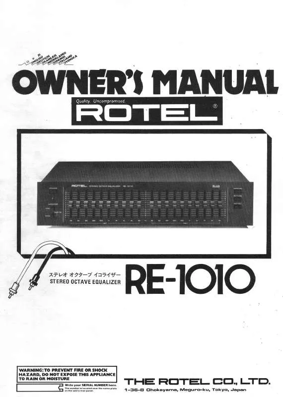 Mode d'emploi ROTEL RE-1010