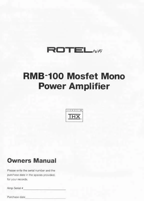 Mode d'emploi ROTEL RMB-100