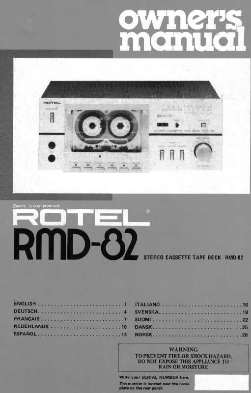 Mode d'emploi ROTEL RMD-82