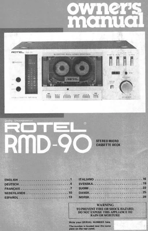 Mode d'emploi ROTEL RMD-90