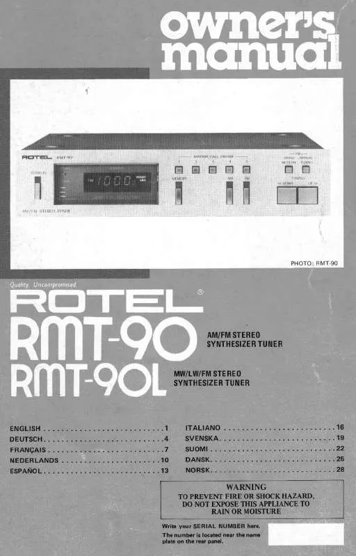 Mode d'emploi ROTEL RMT-90