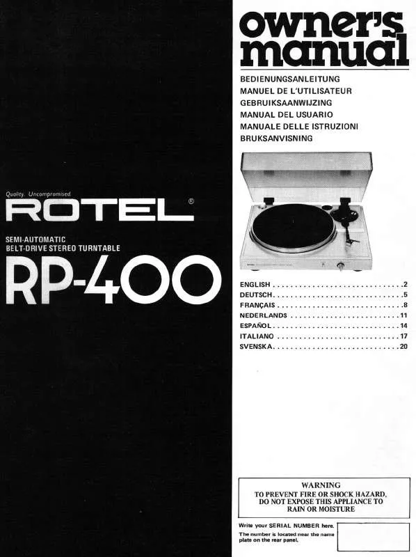 Mode d'emploi ROTEL RP-400