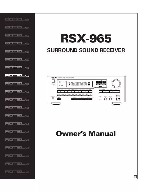 Mode d'emploi ROTEL RSX-965