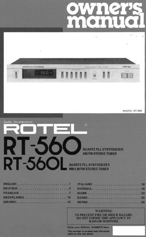 Mode d'emploi ROTEL RT-560