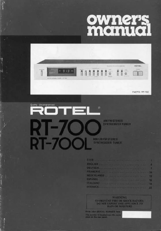Mode d'emploi ROTEL RT-700