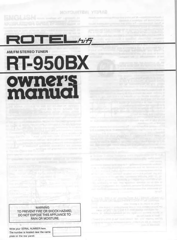 Mode d'emploi ROTEL RT-950BX