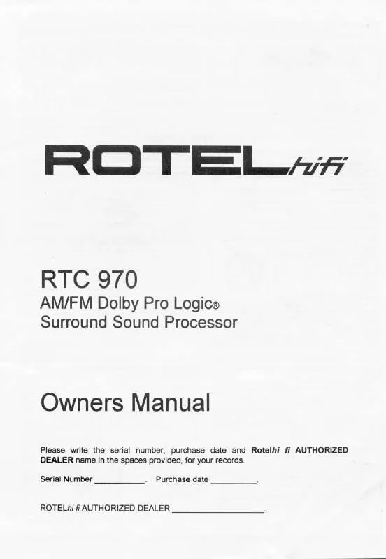 Mode d'emploi ROTEL RTC-970