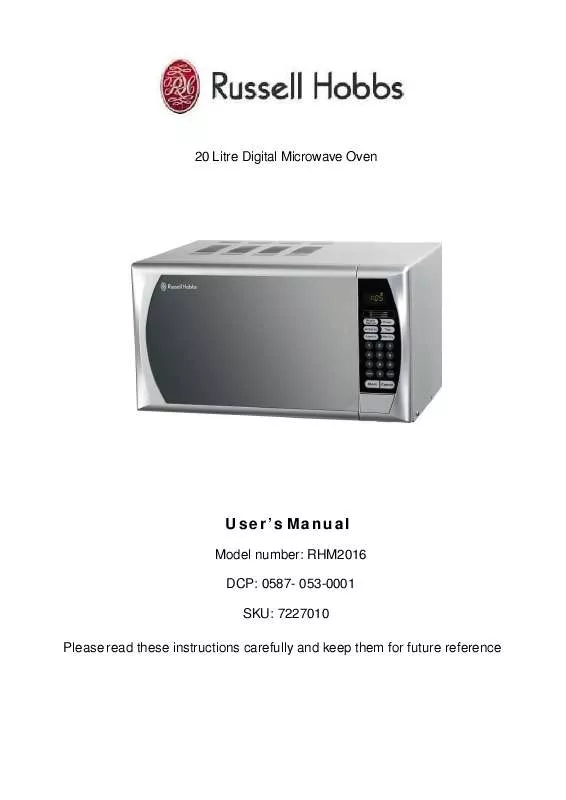 Mode d'emploi RUSSELL HOBBS RHM2016