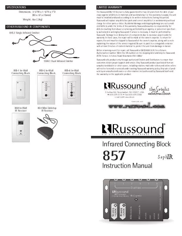 Mode d'emploi RUSSOUND 857