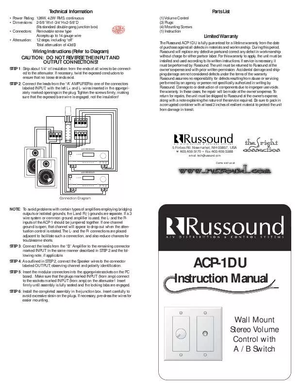 Mode d'emploi RUSSOUND ACP-1DU