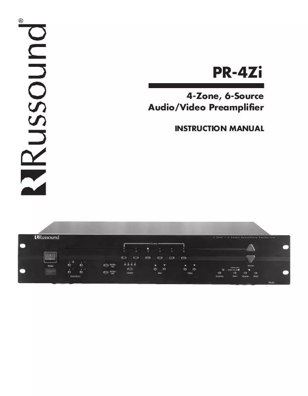 Mode d'emploi RUSSOUND PR-4ZI