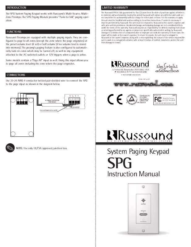 Mode d'emploi RUSSOUND SPG