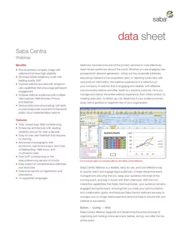 Mode d'emploi SABA SABA CENTRA WEBINAR