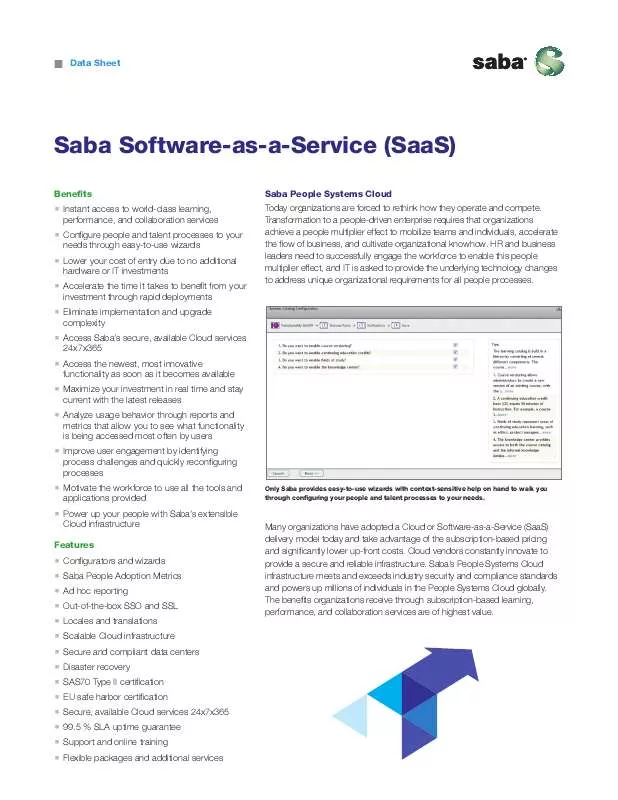 Mode d'emploi SABA SOFTWARE-AS-A-SERVICE