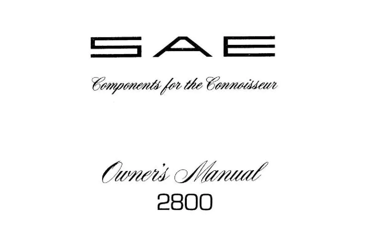 Mode d'emploi SAE 2800