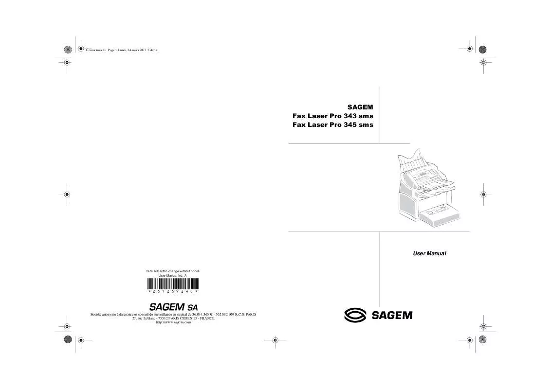 Mode d'emploi SAGEM LASER PRO 343 SMS