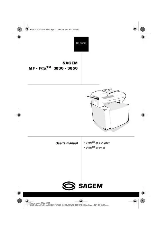 Mode d'emploi SAGEM MF FAX 3850