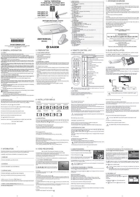 Mode d'emploi SAGEM PVR 72160T UK