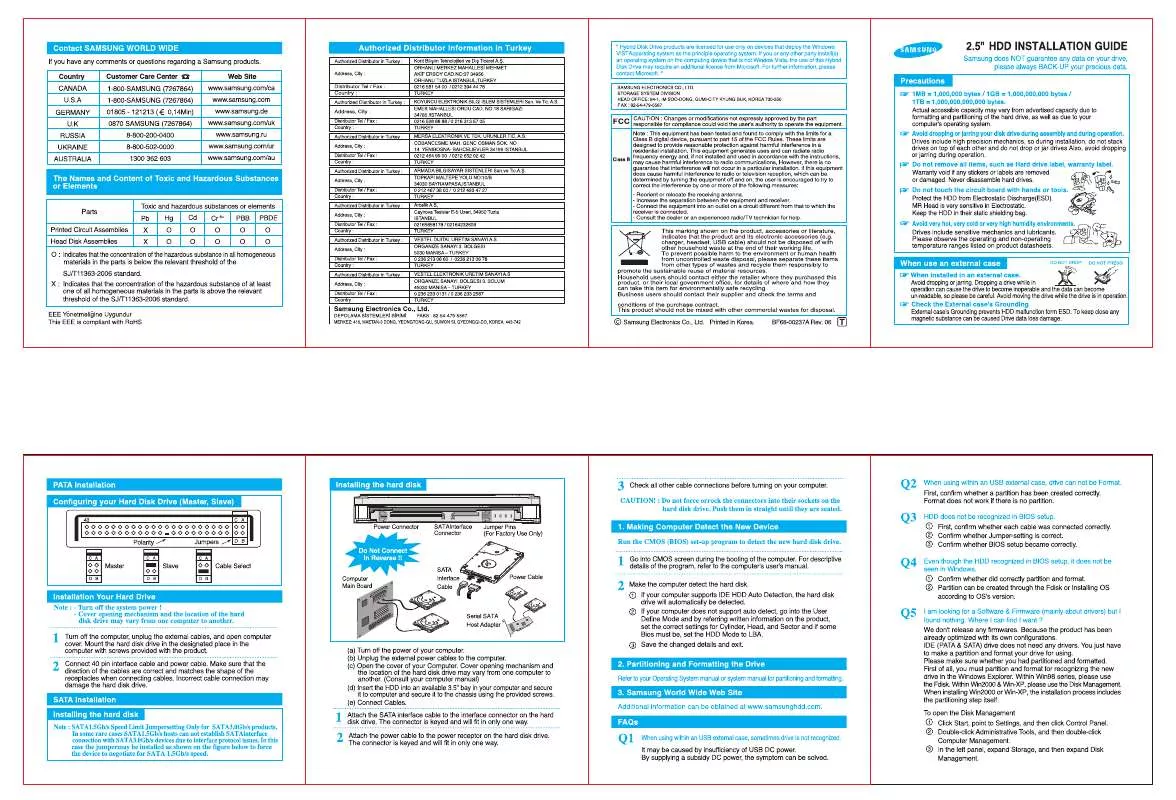 Mode d'emploi SAMSUNG 2.5 HDD