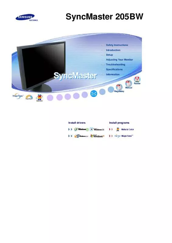 Mode d'emploi SAMSUNG SYNCMASTER 205BW éŠ€è‰²