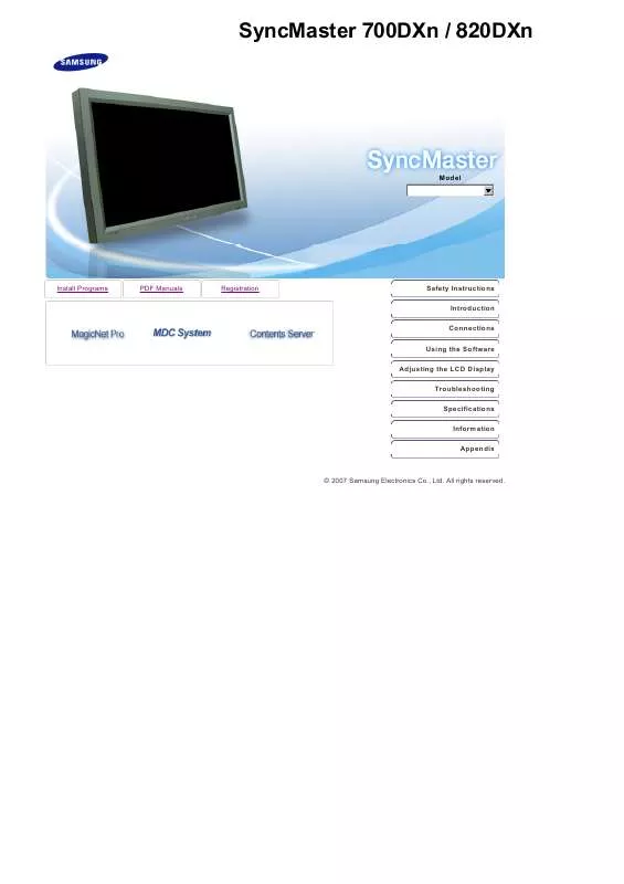 Mode d'emploi SAMSUNG SYNCMASTER 820DXN