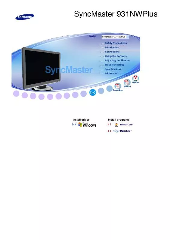 Mode d'emploi SAMSUNG SYNCMASTER 931NW PLUS