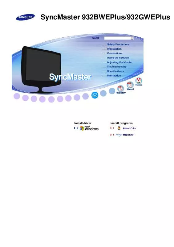 Mode d'emploi SAMSUNG SYNCMASTER 932BWEPLUS