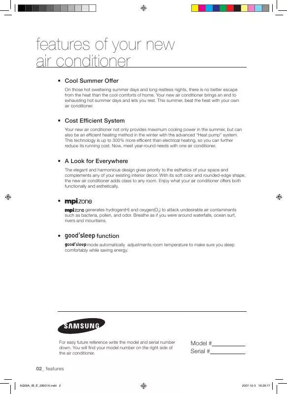 Mode d'emploi SAMSUNG AQ09AWAN