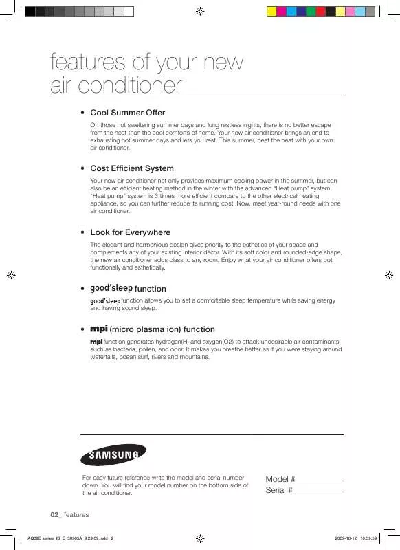 Mode d'emploi SAMSUNG AQ09ESAN