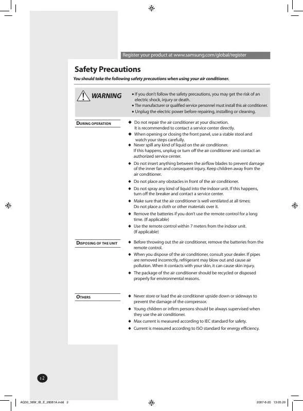 Mode d'emploi SAMSUNG AQ30WCN