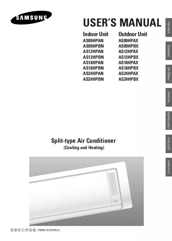 Mode d'emploi SAMSUNG AS12HPBX-XFO