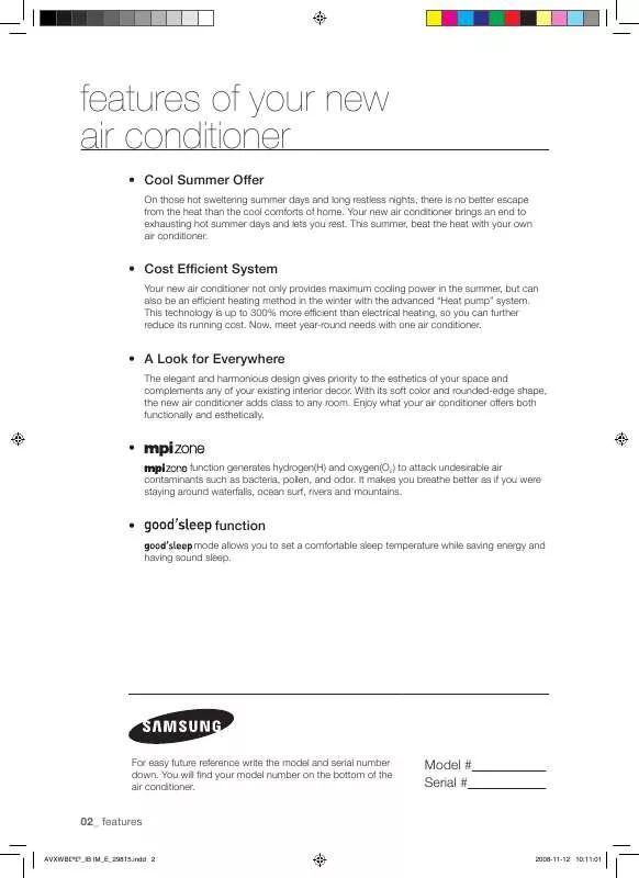 Mode d'emploi SAMSUNG AVXWBH036EE