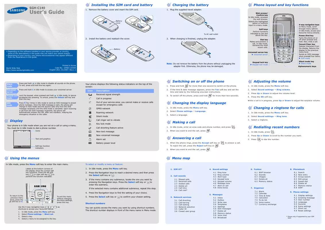 Mode d'emploi SAMSUNG C140