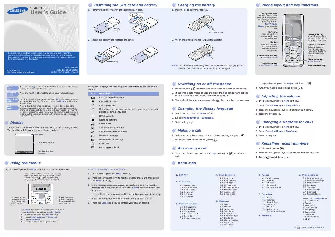 Mode d'emploi SAMSUNG C170