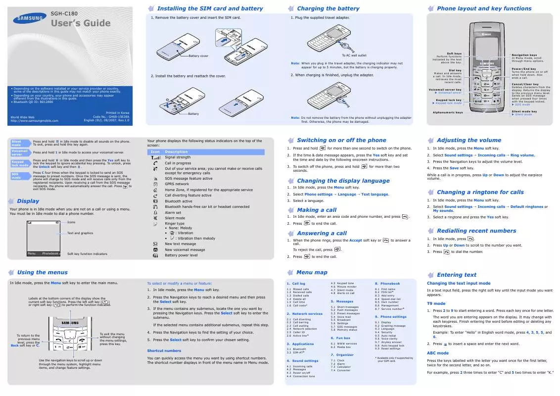 Mode d'emploi SAMSUNG C180