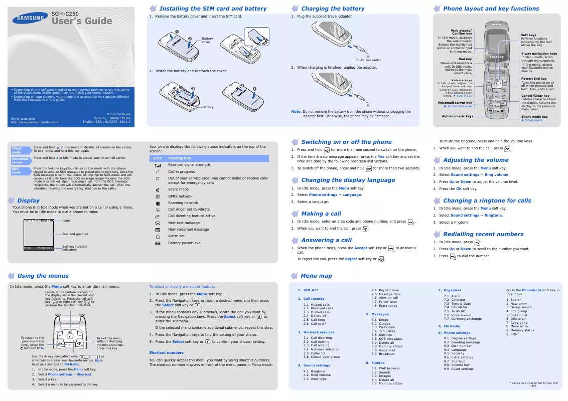 Mode d'emploi SAMSUNG C250