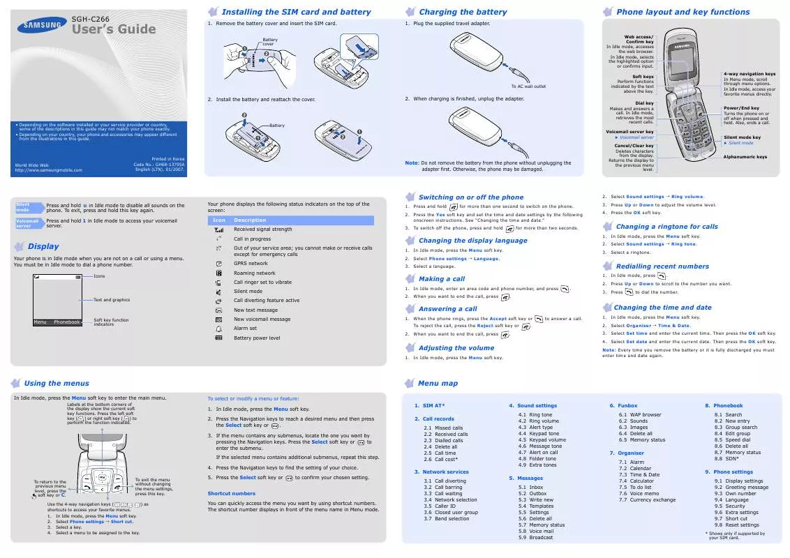 Mode d'emploi SAMSUNG C266