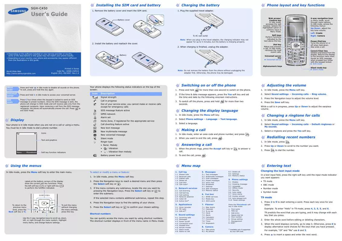 Mode d'emploi SAMSUNG C450