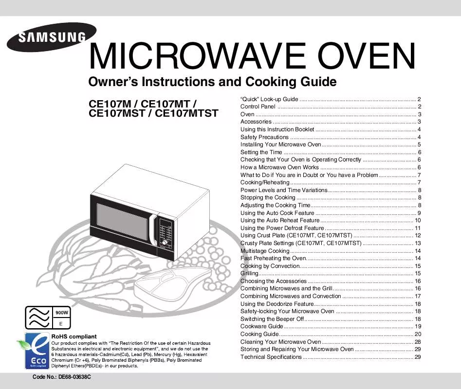 Mode d'emploi SAMSUNG CE107MTST